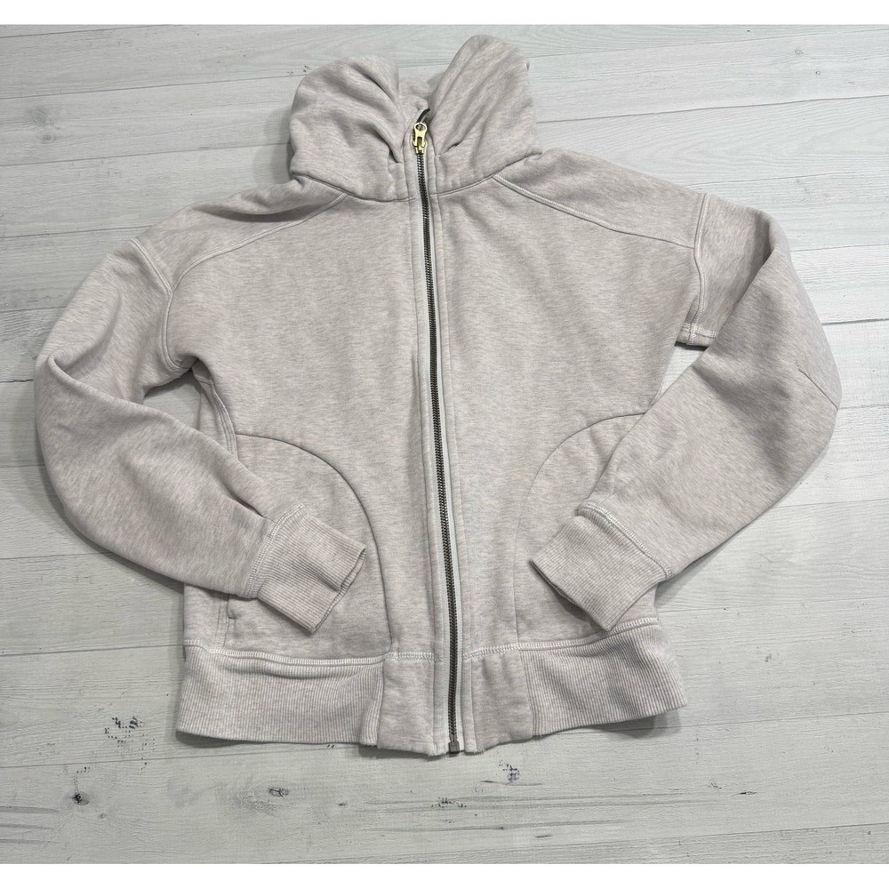 Lululemon light grey zip‎ up hooded sweatshirt women's